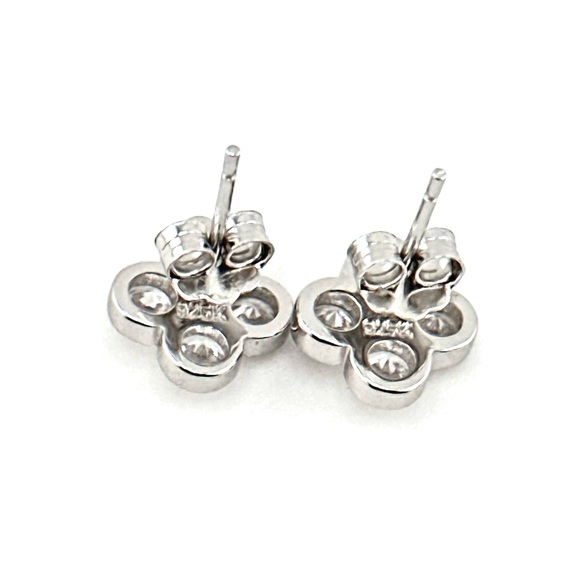 925 Solid Sterling Silver Luxury Clover 4 Leaf Stud Earrings - Picture 6 of 7